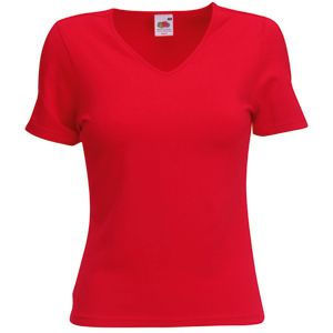 Футболка "Lady-Fit V-Neck T", красный, 95% х/б, 5% эластан, 210 г/м2