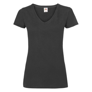 Футболка "Lady-Fit V-Neck T", черный, 95% х/б, 5% эластан, 210 г/м2