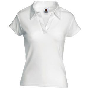 Поло "Lady-Fit Rib Polo", белый, 100% х/б, 210 г/м2